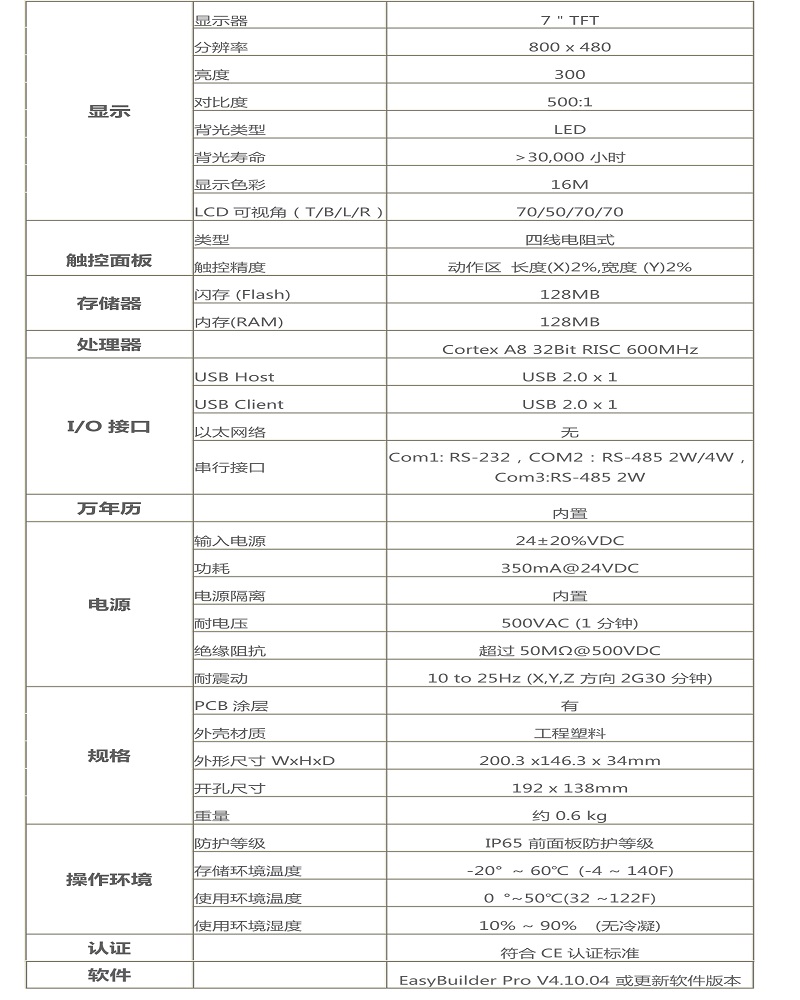 威纶触摸屏MT6071iE系列